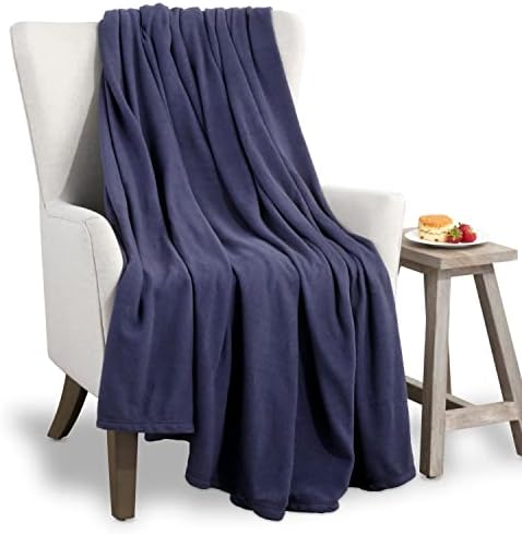 Флисовое одеяло Martex Twin Size - Флисовое одеало за легло - Всесезонное Топло Леко Супер Меко антистатическое одеяло - Тъмно синьо