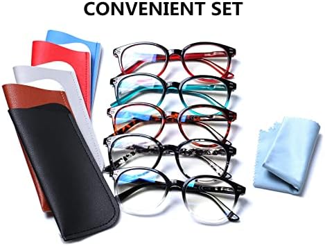 Дамски очила за четене SIGVAN, 5 опаковки, от синя светлина, блокиране на пружинни панти, стилни кръгли очила за жени