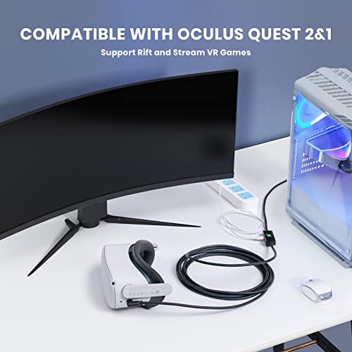 Кабел CODOGOY Линк за Oculus Quest 2/Pro, кабел с дължина 16 метра (5 М) с отделни зарядно пристанище за ултра силна храна, кабел USB 3.0