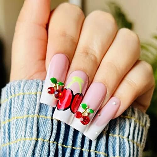 Окачване за нокти Love Cherry Blossoms, кутия от 12 нишки, Украса от черешово сплав, Кристали за дизайн на ноктите, 3D Декорации