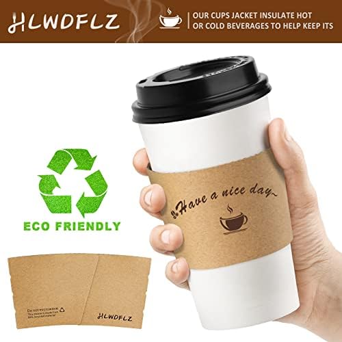 Втулки за кафе чаши от крафт-хартия HLWDFLZ 50 опаковки - Втулки за кафе за Еднократна употреба за велпапе плочки за защита от топла и