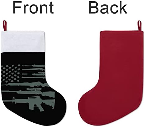 Пистолет Флаг на САЩ Черна Коледна Отглеждане Окачени Чорапи С Принтом Коледно Дърво Украса За Камината