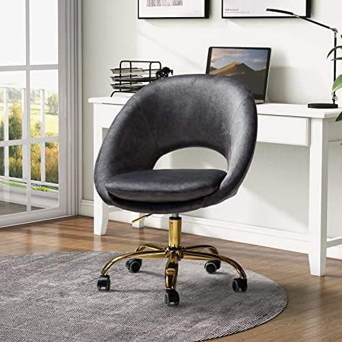 Съвременно Бархатное Офис стол TINA'S HOME е с Регулируемо завъртане, Удобно Меко Работно стол, с отворена облегалка, Малък Симпатичен