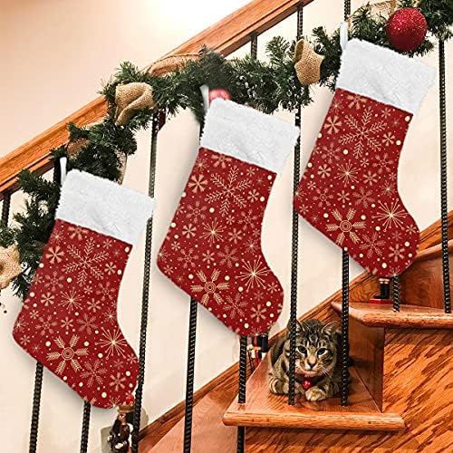 Коледни Чорапи jhgnjgh, Окачени Чанти от 2 теми, Коледни Снежинки В Тъмно Червени 18Притежателя за Отглеждане, Подарък