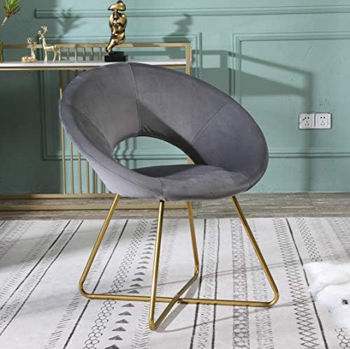 Акцентное стол с тапицерия от шелковистого кадифе Roundhill Furniture Slatina с Златисто покритие, 25D 28W x x 31,5 H инча, Сив цвят