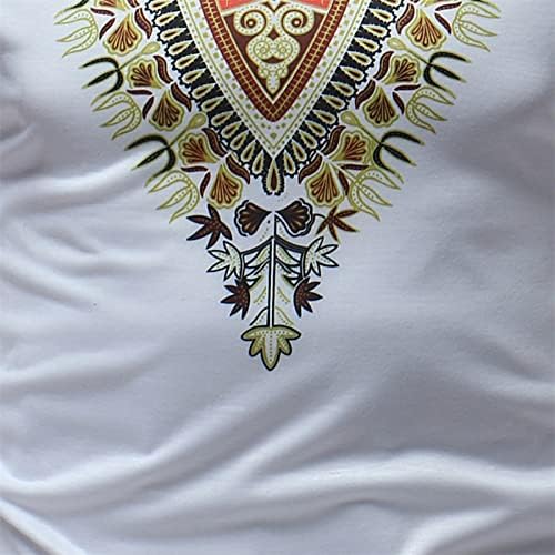 Мъжка Черна Риза на Африканския стил Дашики, Бяла Тениска С къс ръкав Afircan Tribal, V-образно деколте, Цветен Принт, Традиционните Тениски-Дашики,
