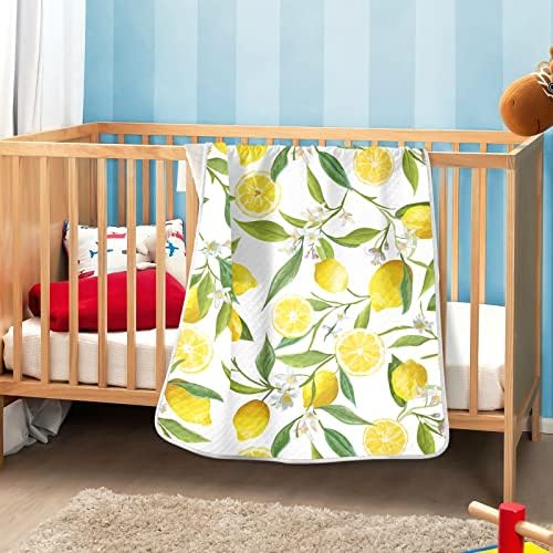 Пеленальное Одеяло с Лимонови цветове, Памучно Одеало за Бебета, Като Юрган, Леко Меко Пеленальное Одеало за детско креватче,