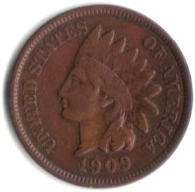 Монета в главата на индианците САЩ 1909 година под формата на Цент / Стотинка