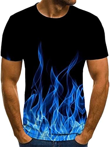 Мъжки Летни Тениски, Новост, Тениски С 3D Модел, Забавни Тениски с изображението на Пламък, Стръмни Върхове с къс Ръкав, Празнична