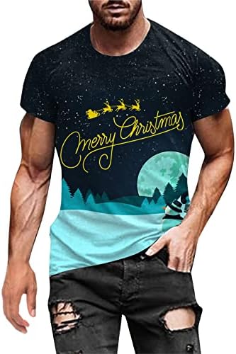ZDDO/Мъжки тениски С коледните принтом Дядо Коледа, Блузи с къс ръкав, Забавни Коледни графични вечерни Тениски Slim Fit Muscle