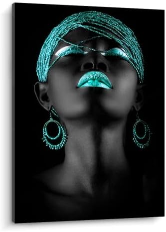 Disafaya Модерна Чернокожая Жена Художествено Платно Стенно Изкуство Син Афроамериканский Портрет Платно в Произведение на Изкуството Черна