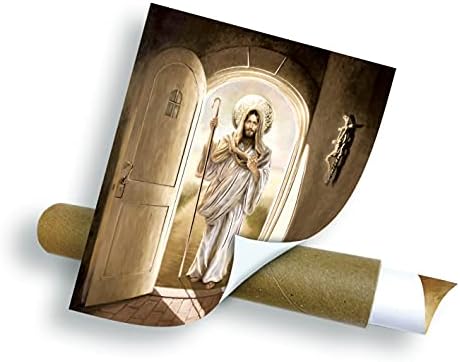 Исус Христос, Стучащийся вратата (16 X 20) Златна Фолио - Религиозно Стенно Изкуство, Ламиниран Принт, Плакат и Без Рамка, Украса за Дома,