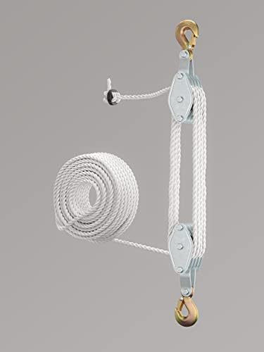 Рывковый блок и система от макари за повдигане на тежки предмети, 65 фута въже, 3/8 и товароподемност 7: 1, системата от макари за тежки