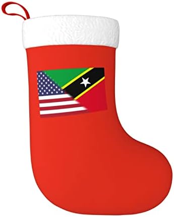 Коледни Чорапи с Флага на сащ TZT и Флага на Сейнт Китса и Невис, Подаръци за Коледното парти за семейни Празнични украси 18 Инча