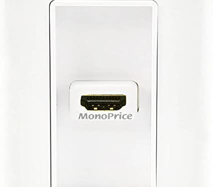 Стенни панела Monoprice 107330 от 2 части с 4-Инчов вграден Гъвкав високоскоростен HDMI кабел с Ethernet, Однопортовая, Бяла