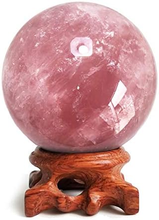 Кристална Топка от Розов Кварц, 55 мм/2,2 инча, Рядък Каменна Топка Защитни Сили за Украса, Лечение, Медитация, фън шуй, Ръчна изработка