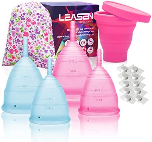 Менструална чаша LEASEN - за Многократна употреба менструални чаши - Премиум дизайн от мек, гъвкав медицински силикон - със сгъваема