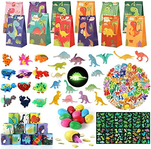Аксесоари за парти в чест на рождения Ден на динозавъра, за 12 деца, Подаръчни пакети с динозаври, Подаръци за партита с вылупляющимися