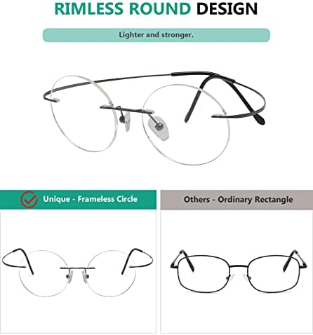 Eyekepper Титанов Кръгли Очила За четене Без рамки Circle Readers Червено + 0.0