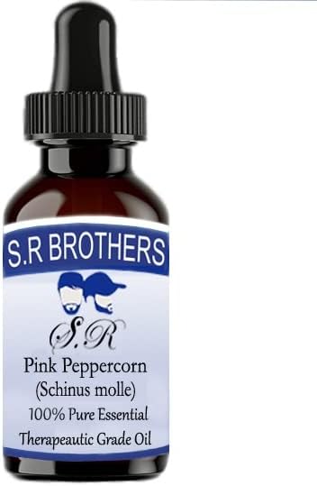 S. R Brothers Розово масло, черен пипер (Schinus molle) Чисто и Натурално Етерично Масло Терапевтичен клас с Капкомер 100 мл