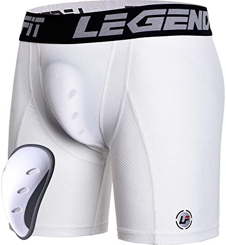 Legendfit Младежки Пълзящи Панталонки за Момчета със Защитно Чаша Спортни Окото Компресия Шорти Бейзбол, Футбол, Хокей на ВМА