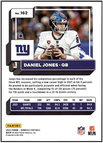 Даниел Джоунс 2022 Donruss Press Proof Premium 162 NM+-MT + Футбол NFL Ню Йорк Джайентс