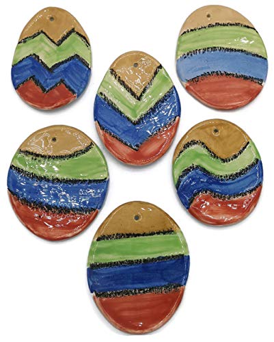 Комплект от 6 Украса за Великденски яйца, Расписанных ръчно, Цветни, с монтиран на стената Лампа