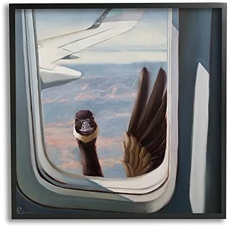Снимка на Stupell Industries Здравейте от прозореца на самолета Goose, дизайн сейнт лусия Хефернан, Стенно изкуство в черна