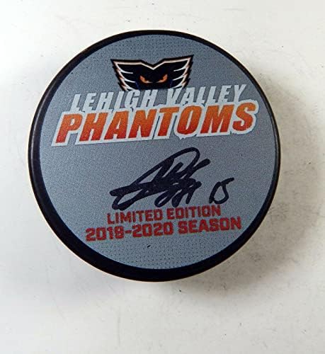 Херман Белези подписа хокей шайба LeHigh Valley Фантоми 2019-2020 Auto 344 - за Миене на НХЛ с автограф
