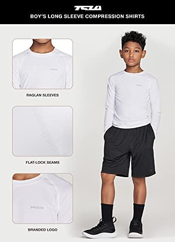 Компресия Ризи TSLA Kid 's & Boy' s Cool Dry с дълъг ръкав, Спортни Тренировочная Риза, Спортна Тениска с Базовия слой
