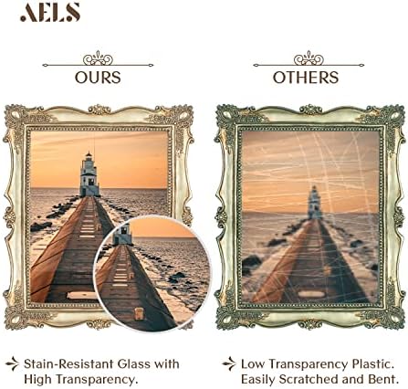 Реколта Рамка за снимки AELS размер 8x10 Инча, Елегантни, Старинни Рамки за Снимки със Стъклен преден панел, Дисплей за Снимки, Настолна