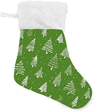Коледни Чорапи ALAZA, Коледно Дърво, Зелено-Бели Класически Персонализирани Малки Чулочные Украса за Семейни празници, Определени