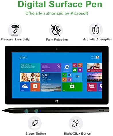 Активна Тънка дръжка за Microsoft Surface Pro 8/Surface Pro X/Surface Laptop Studio/Surface Duo 2-4096 Сензорен таблет с чувствителност