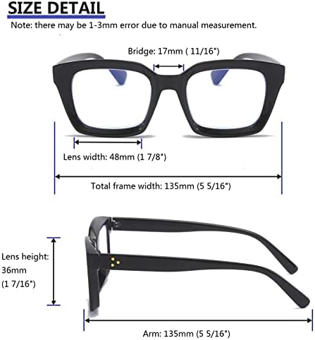 DXYXYO Квадратни Очила за Четене За Жени 2,5 + Синя Светлина, Блокиране Мъжки Компютърни Ридеры, Извънгабаритни, В Стил за Опра, Правоъгълник,