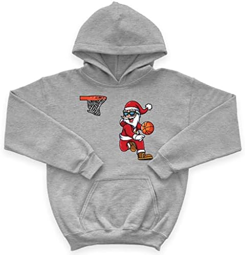Готина Детска hoody с качулка от порести руно на Дядо Коледа - Забавна Детска hoody с качулка за Баскетбол - Празнична hoody за