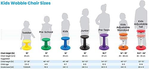 Kore Kids Wobble Chair - Гъвкав стол за сядане в клас, както и началното училище, със синдром на ADHD - Произведено в САЩ - 6-7 години,
