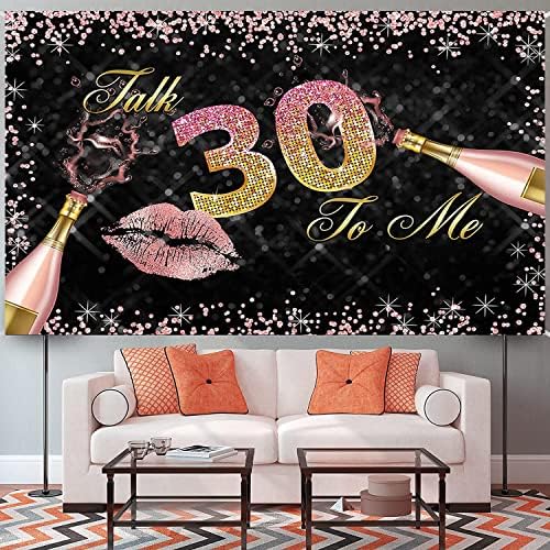 Говорете 30 с Мен на Фона на Рожден Ден Розово Злато Устните Шампанско Поздрав за 30-ия Рожден Ден Украси за Доставка Банер