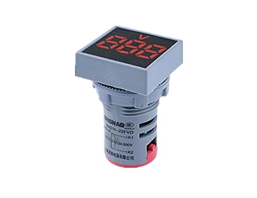 SKXMOD 22 мм Мини Цифров Волтметър Квадратен ac 20-500 В Волта Тестер за напрежение на електромера Led Лампи Дисплей (Цвят: червен)