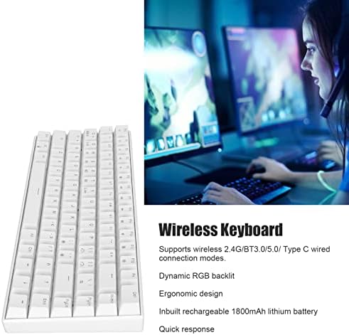 Механична клавиатура Vifemify 82 клавишите RGB Безжични Компютърни клавиатури 2.4 G BT3.0 Type C с акумулаторна батерия 1800 ма Жични