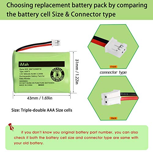 Батерия iMah Ryme В20 с квадратна дупка, съвместим с радионяней Motorola MBP33 MBP33S MBP33PU MBP36 MBP36S MBP36PU Старата версия (щепсел