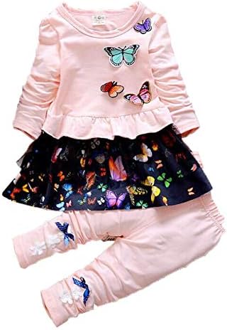 Комплект дрехи за малките момичета Комплект от 2 теми Тениска с дълги ръкави и Пола, Панталон