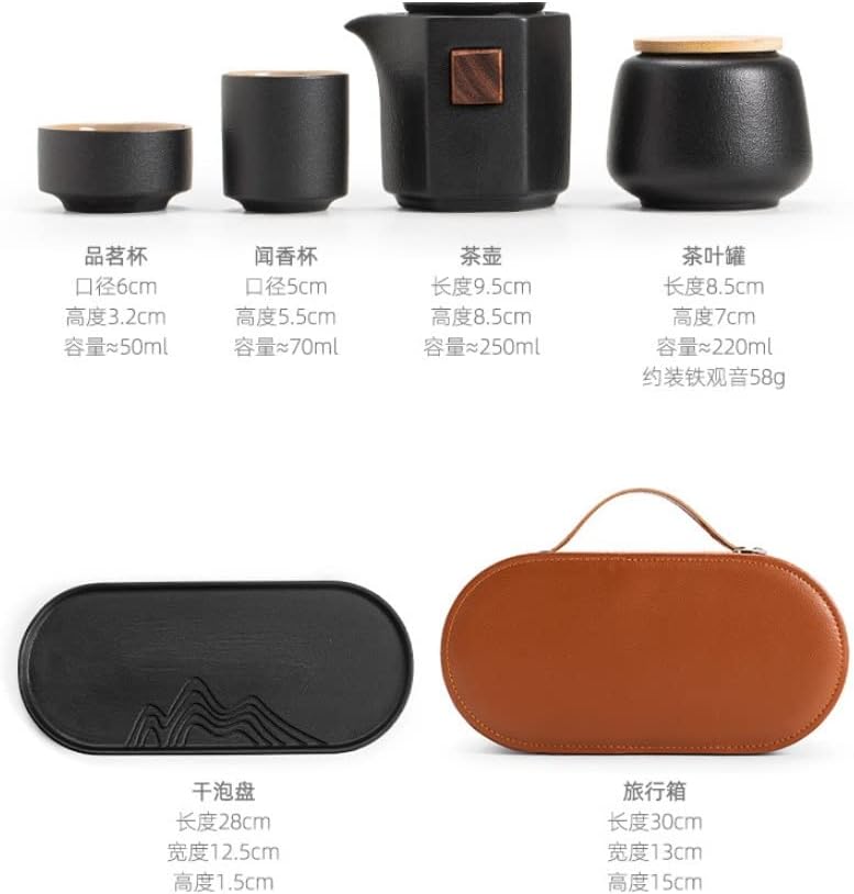 XWOZYDR Пътен Чай Пълен комплект, Едно гърне, три чаши, Керамика с чайным тава, Висококачествен Подарък Преносим комплект, Чай (Цвят: