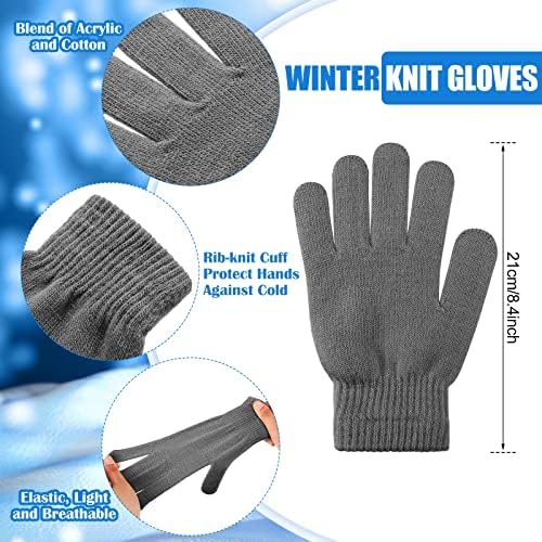 Janmercy 12 Чифта Зимни Ръкавици за възрастни, Многоцветни Възли Ръкавици, Разтеглив Магически Топли Ръкавици за мъже или