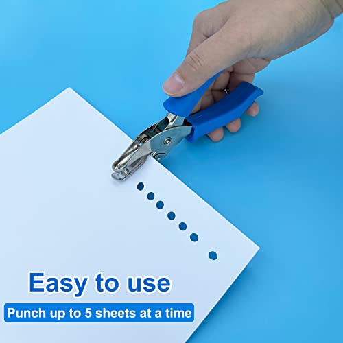 Единична Punch 1/4 за производство на хартия занаяти, Един Punch със синя, мека дръжка, Малка дупка удар за деца и възрастни, Ръчно