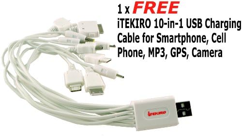 iTEKIRO AC Стенно Зарядно за Кола dc Комплект за Panasonic Lumix DMC-FZ50EE-S + iTEKIRO 10-в-1 USB Кабел За зареждане