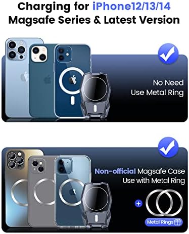 OQTIQ Шестостенния магнитен кола за безжично зареждане, съвместим с Magsafe iPhone 14 13/Pro/Pro Max/Mini (зарядно за кола QC 3.0 и кабел