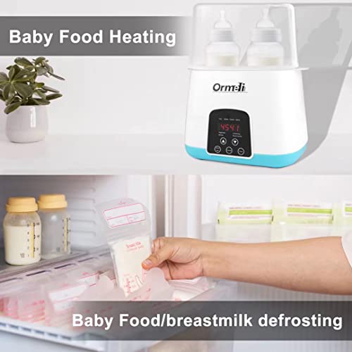 Нагревател бебешки бутилки Ormeli, Нагревател млечни бутилки 6-в-1, бърз нагревател на детски храни с таймер за близнаци, нагревател