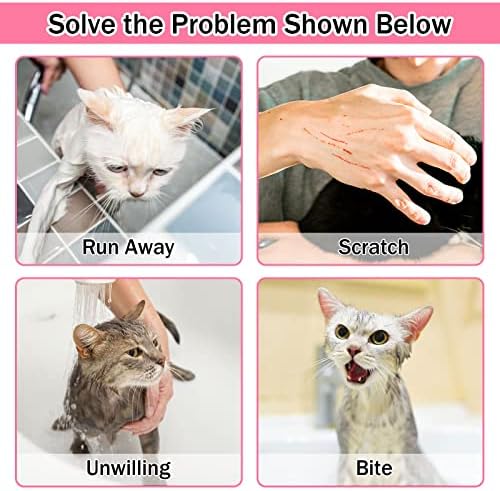 Комплект от 10 теми, чанта за миене на котки JULMELON, Регулируем чанта за душ за котки и четка за грижа за домашни любимци с Кусачкой за