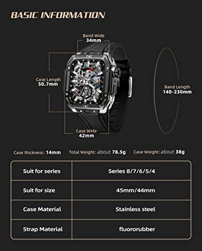 Силиконов ремък KANUZ за Apple Watch Каишка 44/45 мм Маншет, Устойчив на надраскване Здрав Защитен калъф, за iWatch Ultra