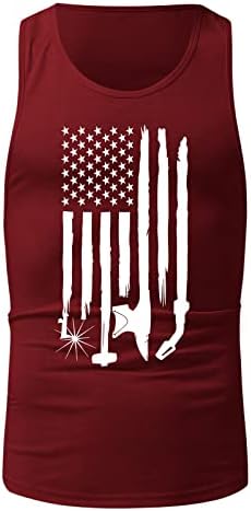 BEUU Ден на Независимостта на Патриотичните Върховете на Бретелях за Мъже в Ретро стил с Флага на САЩ, Жилетка Без Ръкави, Летни Тениски За